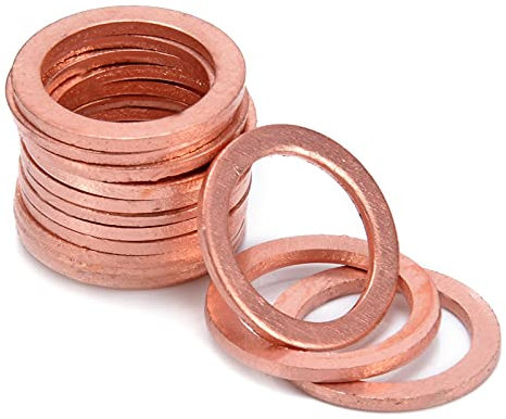Liovns Mdingbao-Unterlegscheiben 15 stücke Feste Kupfer-Crush-Waschmaschine Flache Dichtungs-Ring-Dichtung Motorrad-Fahrrad-Auto-Bremsleitung Bolzen Messingscheiben M10, Korrosion und langlebig