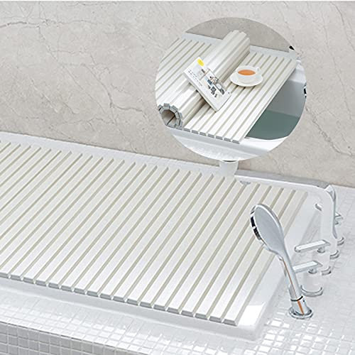 Badewannenabdeckung, Badewannen Abdeckung Belastbar Wasserdichte PVC Badewannenbretter Faltbare Dämmplatte Badewannen Staubdichtes Brett für Hause, Badezimmer, SPA Erfahrung, Weiß (Size:80×150×1.2 cm)