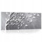 WallArena Glasbilder Grau Baum 125x50 cm Modern Glasbild Küche Badezimmer Wohnzimmer Schlafzimmer Bilder auf Glas einteilig Deco Glass Querformat Wandbilder Aufhängfertig