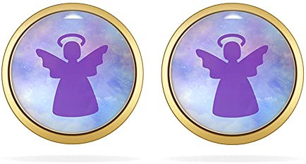 Schutzengel Ohrstecker Mädchen Damen Edelstahl mit Engel Anhänger in Gold Ideales Geschenk zur Kommunion Erstkommunion oder Konfirmation