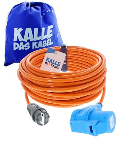 CEE Adapterleitung Kalle Blue Extreme Signal SCHUKO auf CEE Winkelkupplung 3G 2,5mm² 25 Meter