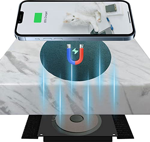 UUMAO 8-30MM Magnetic Invisible Wireless Charger, Under Desk 15W Furniture Wireless Charging Pad for Magsafe iPhone14/13/12 (with PD Adapter) (Magsafe Desk Sticker Coil Included)
