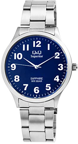 Q&Q Superior Herren-Uhr Edelstahl Saphirglas 5 Bar Analog Quarz S278J205Y
