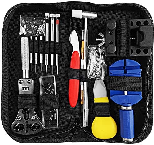 Newpop 147 Pezzi Kit Orologiaio Professionale, Portable Togli Maglie, Regola Cinturino, Attrezzi di Apertura per Cambio Batteria, Apri Custodia