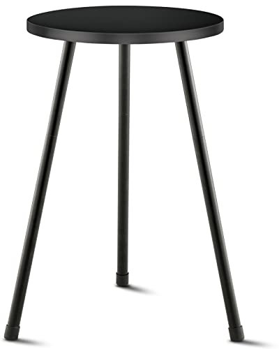 Tall Plant Stand, KINNARY Mid Century Wood Indoor Plant Stand Black Plant Table for Flower Pots, Metal Plant Holder, Modern Home Decor Small Round Side End Table (11.8x20)