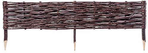 KADAX Palisade aus Weide, natürlicher Weidenzaun, handgemachter Weidenflechtzaun, Gartenzaun für Wegabgrenzung und Beete, Zaun Rasenkante (1 Stück 100x30cm)