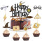 33 Stück Magical Tortendeko, Glitter Wizard Happy Birthday Cake Topper, Magier Geburtstag kuchen deko, Magic Theme Inspiriert Tortenaufleger für Junge Mädchen Party Dekoration