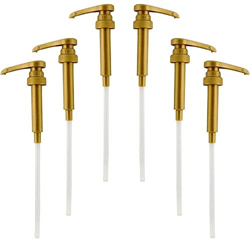 Gold Coffee Syrup Pumps - Dispenser Pump for Syrup Bottles Coffee Flavoring Syrup Pump Fits 25.4 Oz/ 750ml Bottles - 6 pack