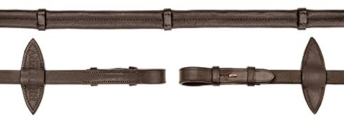 BRIDLERY Zügel Ultra-Soft Nähte Standard, Beschläge Rosé Gold, Farbe Braun, Größe Warmblut/Vollblut