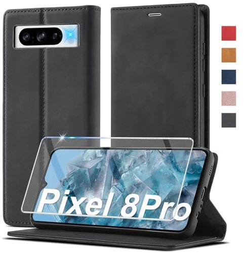 Ailicici für für Google Pixel 8 Pro Hülle Leder [Mit Schutzfolie] Handyhülle für Google Pixel 8 Pro 5G Hülle Klappbar Leder Flip Wallet Stoßfeste Case Schutzhülle Klapphülle Google Pixel 8 Pro Hülle