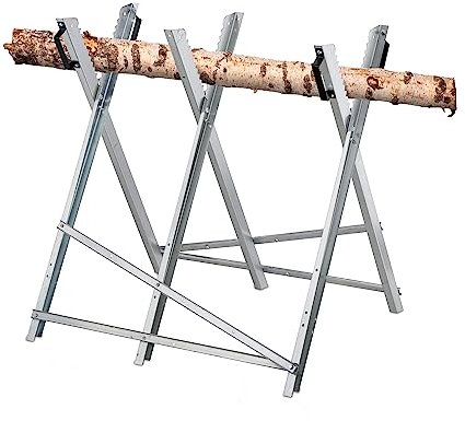 Relaxdays Chevalet de sciage, pour Couper Le Bois, Pliable, Support tronçonneuse, Acier, HxLxP: 80 x 80 x 85 cm, argenté