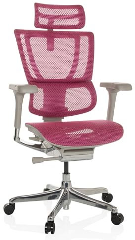 hjh OFFICE Bürostuhl ergonomisch ERGOHUMAN Slim G GEN2 Originales Design, 24h Einsatz, Drehstuhl mit Flexibler Lordosenstütze, Netz Rosa
