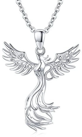 XIXLES Phönix-Halskette 925 Sterlingsilber Phönix-Anhänger Halsketten aus Weißgold Hypoallergen Tier-Phönix-Schmuck Geschenk für Frauen