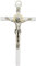 VILLAGE GIFT IMPORTERS Weißes Kruzifix-Wandkreuz mit silberfarbenem Korpus und strahlendem Design, hergestellt in Italien, 14 cm
