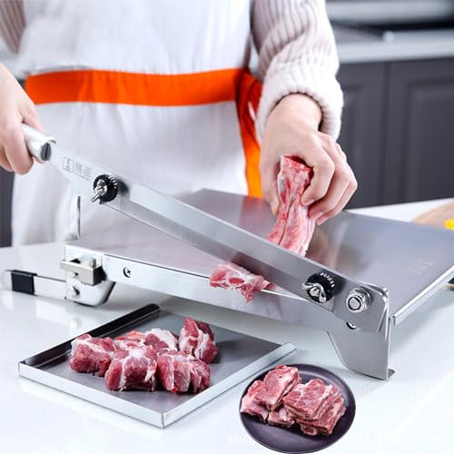 MTTXY Stainless Steel Bone Cutter,Manual Meat Slicer for Beef Rib Chicken fish meat cutter, Extra Large Workbench Design for Home and Commercial Cooking