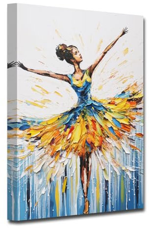 CXHOSTENT Ballett Leinwand Wandbilder, abstrakte schwarze Frau Kunstdrucke Ballerina Bilder elegante Tänzerin Poster für Mädchenzimmerdekoration (C, 30.00 x 45.00 cms)