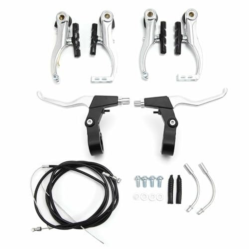 Bohaner Fahrrad Bremsen Set Silber Komplettes V-Brake Fahrrad Bremsen Set Vorne Hinten für die Meisten Fahrräder Rennräder MTB BMX