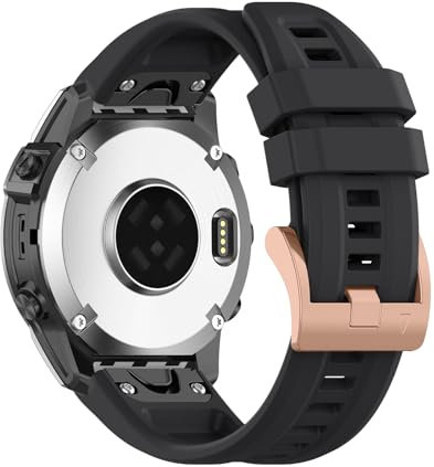 RosMank 20mm Quickfit Armband kompatibel mit Garmin Fenix 8 43mm/7S Pro Solar/7S/6S Pro/6S/5S/5S Plus, Silikon Ersatzarmband für Approach S70 42 mm/Instinct 2S/Descent Mk3S, Schwarz
