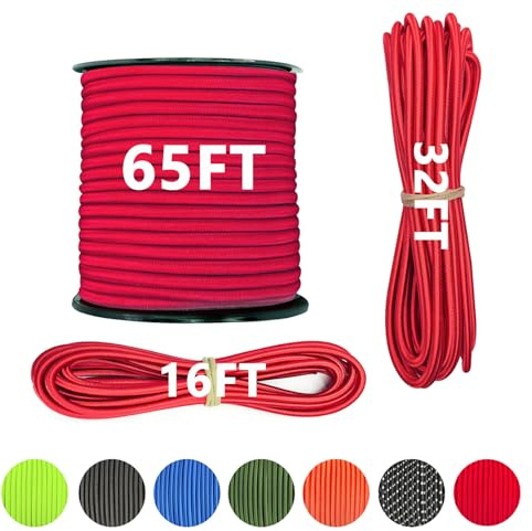 LUYADIN Elastisches Gummiseil, 6,35 mm x 91,3 cm, für Kajak, elastisches Gummiseil, strapazierfähige Bungee-Gummiseile für die Reparatur von Zeltstangen, DIY, Spanngurte (rot)