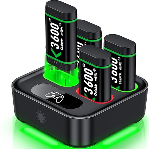 Ladestation Controller für Xbox One Akkupack mit 4x4080mWh Schnellladung USB Wiederaufladbar Akku-Ladestation für Xbox One/Xbox Series X|S Zubehör/Xbox One S/One X/Elite