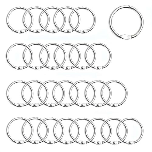 ZuiBestJia 60 Stück Bücher Ringe 25mm Silbern karteikarten ringe Metall Ringe Lose Blatt Buch Ringe Ringbuch Ringe karteikarten ring für Memo-Ablage ，Namensschilder，Fotoalbum und Schlüsselringe usw