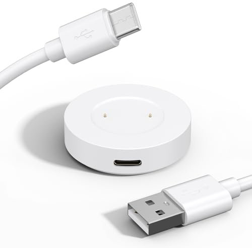 Câble USB 80 cm + Base de Chargement 2 Broches, Compatible avec Huawei Watch GT/2/2E, Compatible avec Honor Watch Dream, Watch Magic/2, Chargeur Magnétique (USB C_Blanc)