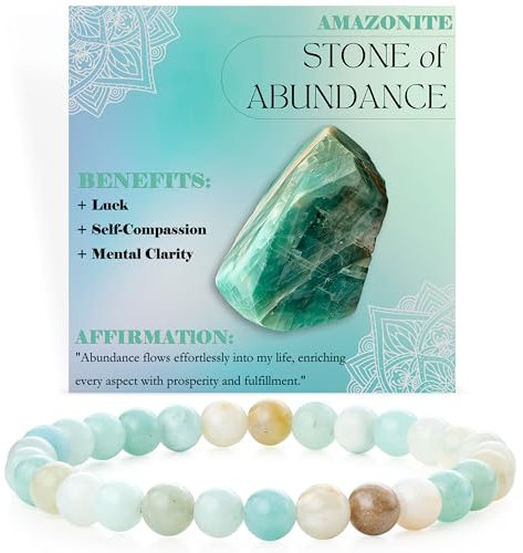 Bivei Amazonit - Fülle - Perlenarmband für Frauen 6mm Halbedelstein dehnbarer elastischer Schmuck Yoga Geschenke