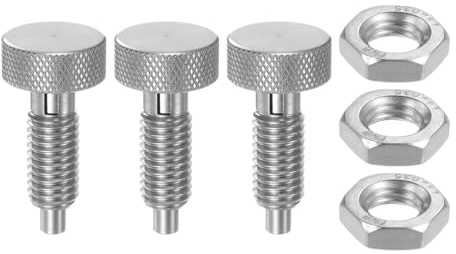 QUARKZMAN 3pz Perno a Molla M10x1.5 Perni a Rilascio Rapido Retrattili | Dimensione del Filetto Diametro del Perno 5mm, per Attrezzature Industriali, Acciaio Inossidabile, Tipo Blocco Plunger