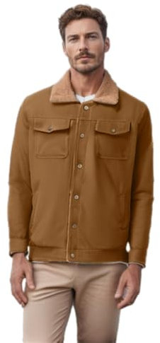 PANVER Langarm Jacke Herren Casual Warm Mode Kältejacke Herren Temperament Trend Klassisch Outdoorjacke Herren Komfortabel All-Match Fleecejacke Herren E-Coffee 5XL