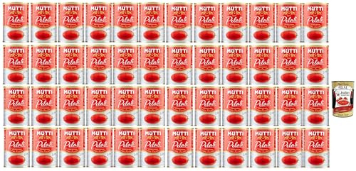 Italian Gourmet Pomodori Pelati geschälte Tomaten 48 x 400g Dose | Interi in salsa, gusto italiano; ideal für Saucen, Pizza und lange, Gesamtnettogewicht 19,2 kg + Kostenlos Polpa 400g
