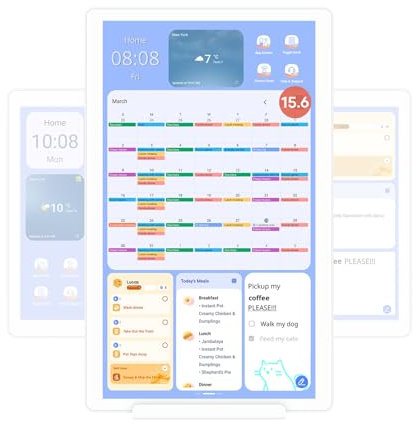 Cozyla Mate Digitaler Kalender+ 2: 39,6 cm Wand-Touchscreen-Aufgabendiagramm, individuelles Armaturenbrett, intelligenter elektronischer Kalender für Familienzeitpläne, Mahlzeitenplaner, Unterstützung
