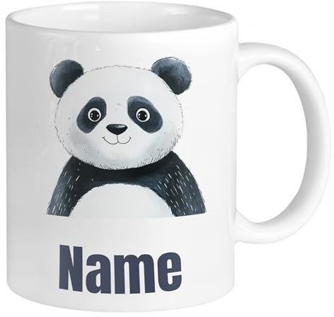 GRAZDesign Tazza personalizzata per bambini, motivo panda con nome, motivo animali, per bambini