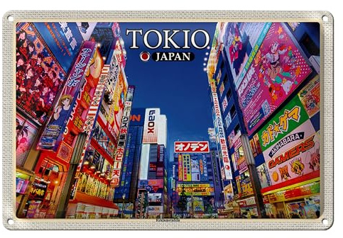 Blechschild | Tokio Japan | Akihabara Nachtansicht | 40 cm x 30 cm