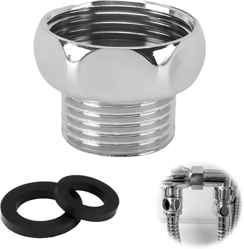 HARY Conector de manguera de ducha G3/10.2 cm hembra a G1/5.1 cm macho adaptador de cabezal de ducha de cobre con 2 anillos de goma