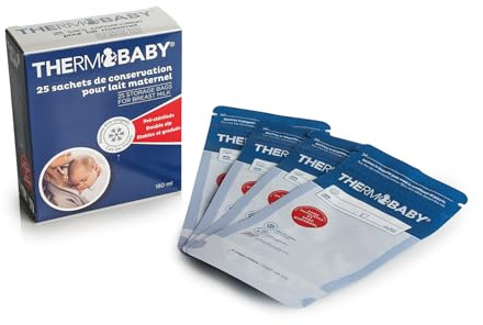 THERMOBABY - 25 Muttermilchbeutel – Muttermilchbeutel 180 ml – vorsterilisiert – für Kühlschrank und Gefrierschrank