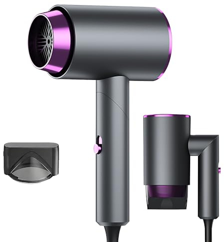 XPJBKC Seche Cheveux Voyage, Mini Seche Cheveux Ionique avec 3 Vitesses et Concentrateur, 800 W Sechoir Cheveux Pliable Hair Dryer, Sèche-Cheveux Ionique pour la Maison, Voyages et Salons de Coiffure