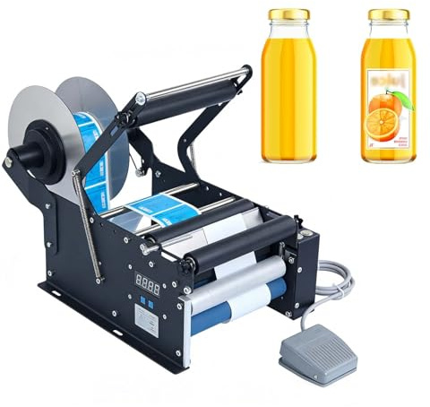 Professional Round Bottle Labeling Machine, Adjustable Label Applicator with Smart Digital Control, Label Applicator ±0.5mm Accuracy, for Brewery, Cosmetic & Beverage Bottle Labeling(Upgraded)