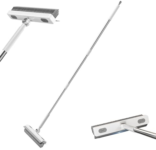 V-Shaped Floor Scrub Brush, Adjustable Long Handle Grout Scrub Brush for Bathroom, Tile Line, Crevice, Kitchen, Wall, Deck, Garage