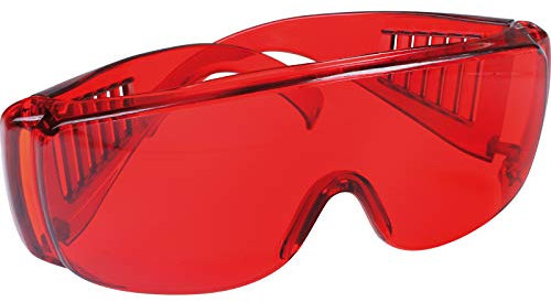 Schutzbrille rot transparent getönt, Brille, Arbeitsbrille, für Brillenträger geeignet, Augenschutz, 1 Stück