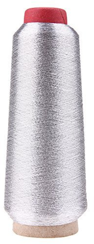 Confezione da 1 filo metallico da ricamo per macchina e computer, filo da ricamo (argento)
