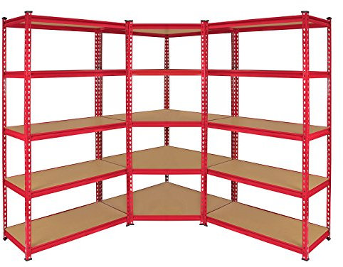 1 x Z-Rax Corner Garage Racking Unit & 2 x Single Racking Storage Units / 5 Steel & MDF Shelves / 3975kg capacity / 4925kg per shelf/Free Rubber Mallet