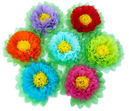 SD SPARKLING DREAM Seidenpapier Blumen Papier Pompon Deko für Party Dekorationen Geburtstag Feier Hochzeit und Outdoor Dekoration 35cm Rot, Lila, Orange, Blau, Hellblau, Hellgrün, Hot Pink
