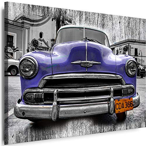 Myartstyle - Bilder Auto Oldtimer Kuba 60 x 40 cm Leinwandbilder XXL - 1 Teilige Wandbilder Oldtimer Kunstdrucke w-a-2024-13