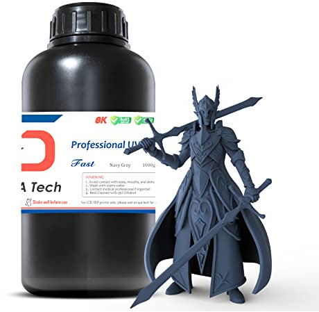 Siraya Tech Fast ABS-ähnliches 3D-Druckerharz 405 nm UV-härtende Nicht Spröde Hochpräzise 3D-Druckflüssigkeit Standard-Fotopolymerharz für LCD-DLP-3D-Druck (Marinegrau, 1 kg)