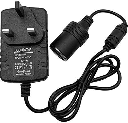 Car Cigarette Lighter DC Adapter Mains Plug to 12V DC Car Power Adapter 100V-240V to 12V 2A Power Socket Adapter Converter Household Cigarette Lighter Socket Power Adapter Charger UK Plug