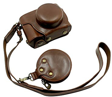 Étui de protection en cuir PU avec ouverture par le bas pour appareil photo Olympus PEN E-P7 avec objectif 14-42 mmEZ, marron foncé, Compacte