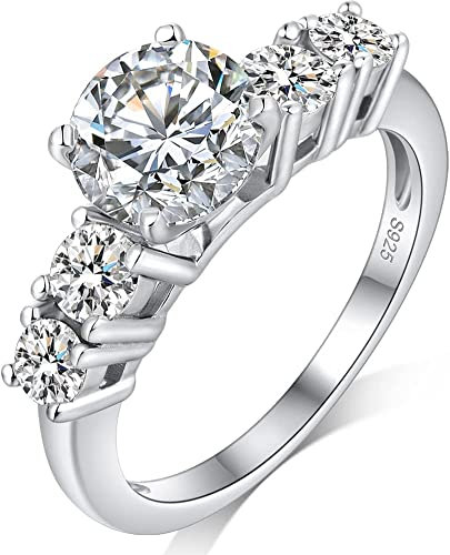 Jiahanzb Eternity Ring Damen Silber 925 Zirkonia Volle Ewigkeitsringe Vorsteckring Schmal Verlobungsringe Eheringe Trauringe Memoire Ringe