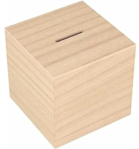Spardose, quadratisch, Holz, 8,7 x 8,7 cm