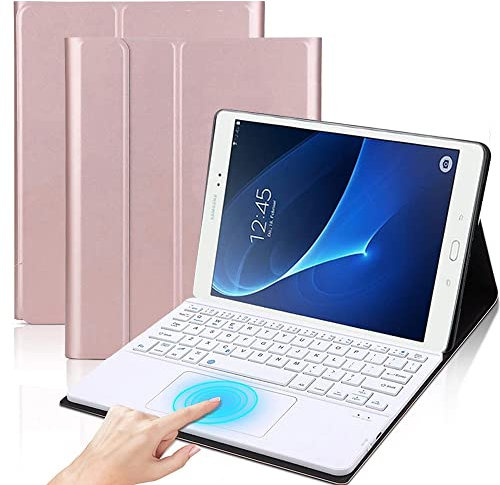 QYiiD Custodia con Tastiera Touchpad per Galaxy Tab A 10.1 2016 (SM-T580 / T585), Cover Leggera con Tastiera Italiano QWERTY Staccabile Rimovibile con Touchpad per Galaxy Tab A 10.1, Oro Rosa