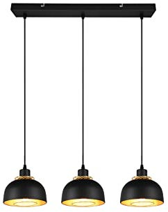 meineWunschleuchte LED Pendelleuchte 3 flammig Küchenlampe Schwarz Gold